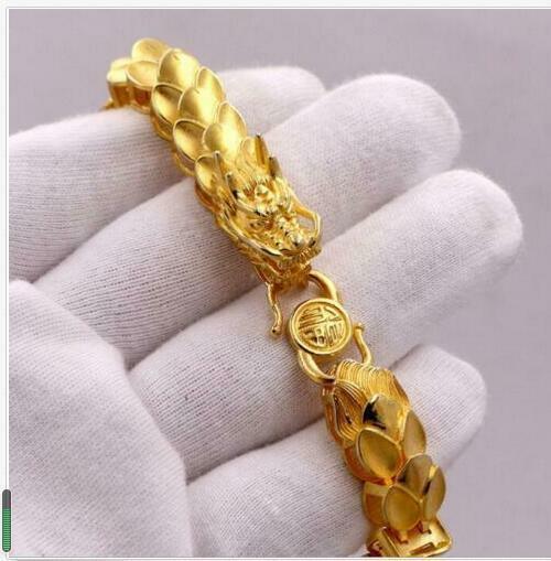 Men’s Dragon 22k 23k 24k Thai Baht Yellow Gold Gp Bracelet 8.2inch30g