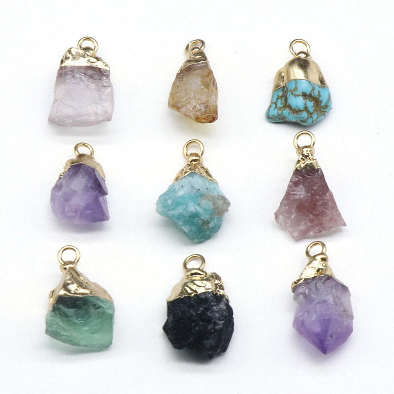 10pcs Mixed Natural Stone Crystal Freeform Pendant Agate Pendants Necklace