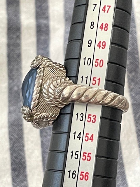 Judith Ripka .925 Sterling midnight sapphire blue cocktail ring