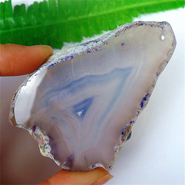 84x60x6mm Blue Stripes Geode Agate Slab/slice Reiki Pendant Bead EA88429