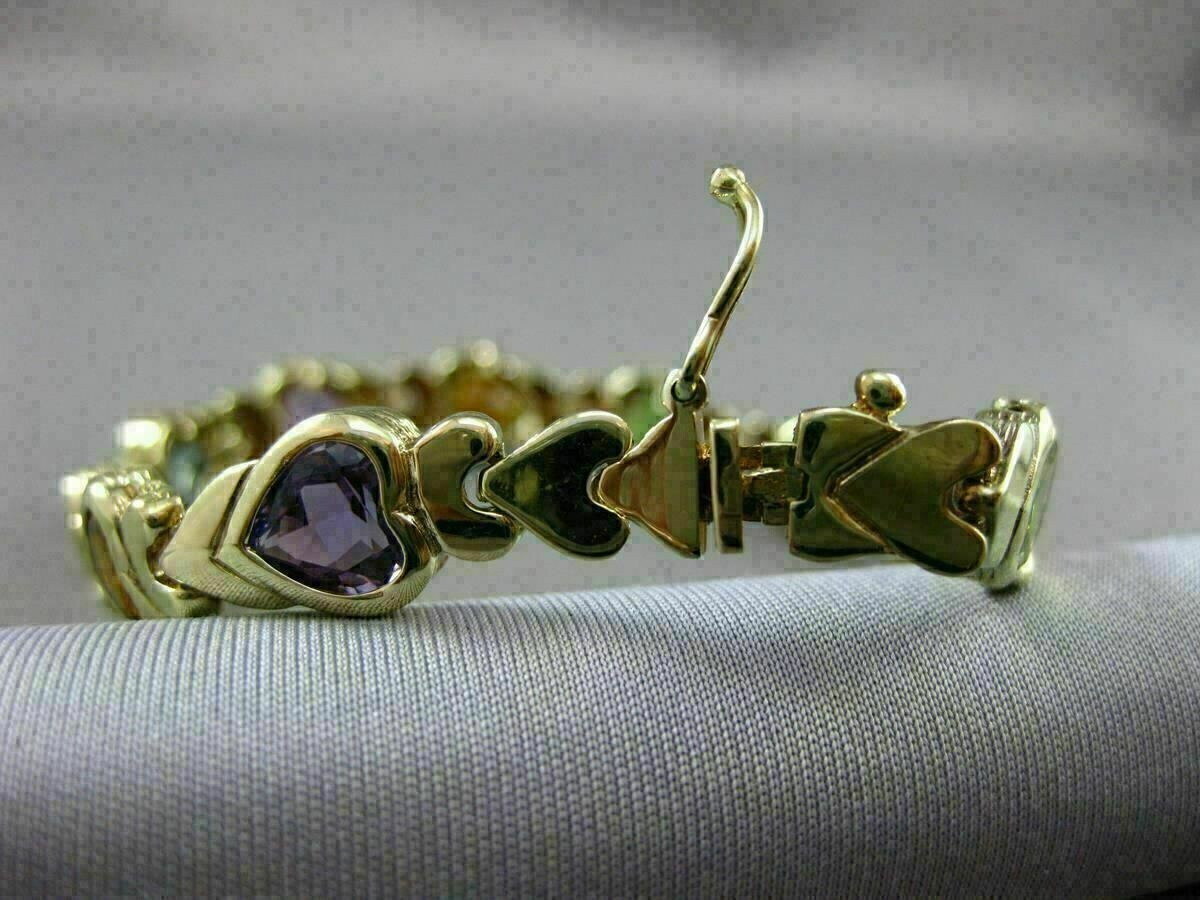 10 CT Simulated Multi Gemstone 14K Yellow Gold Finish Pretty Heart Love Bracelet