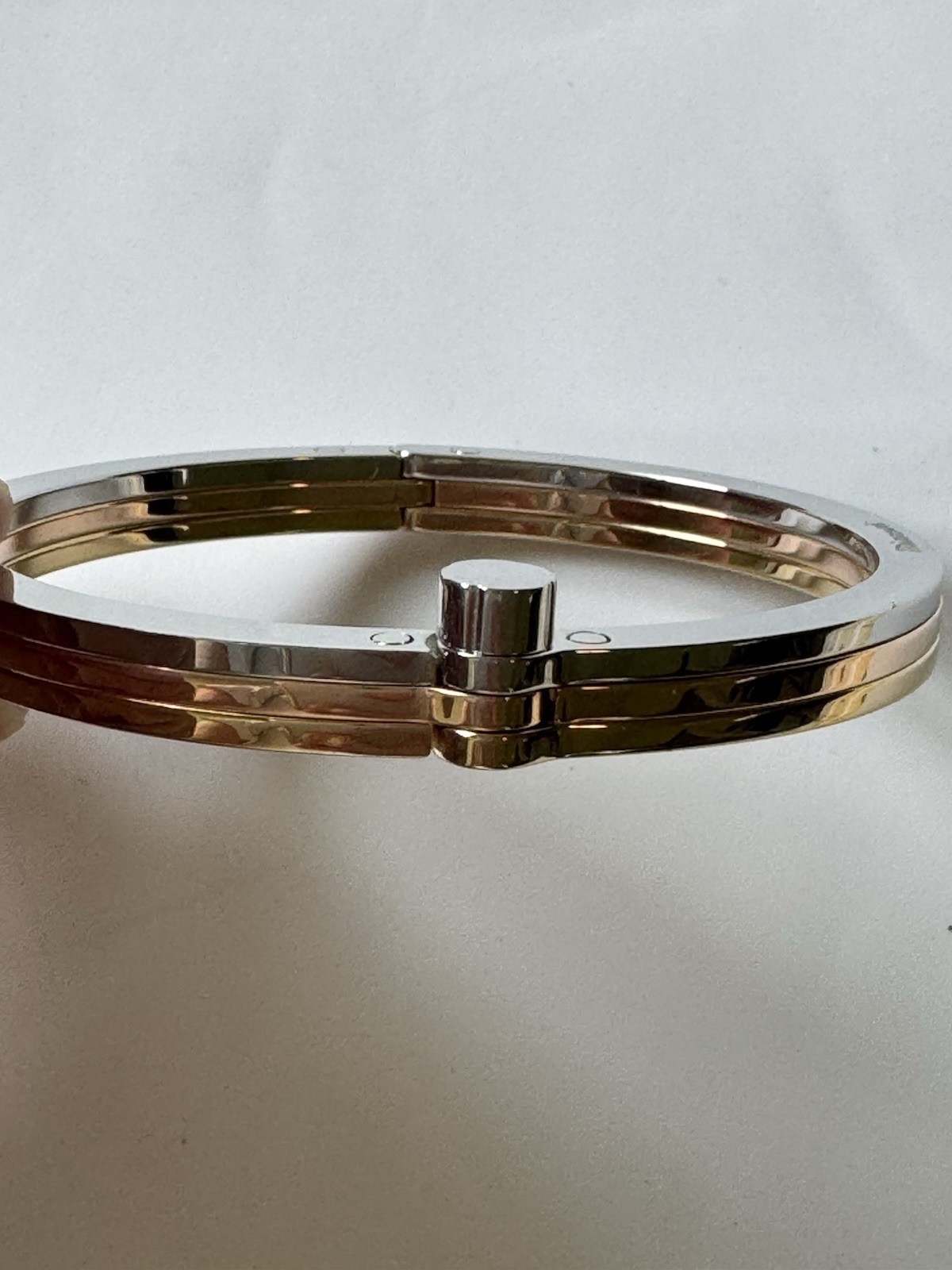 Miansai Signed Tricolor Cuff Silver/Gold Hinged Bangle Bracelet