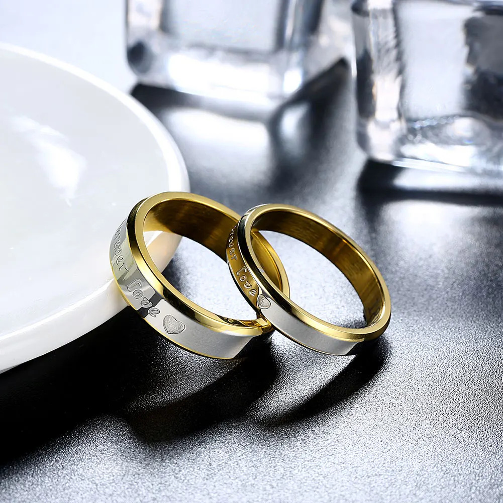 Sterling Silver Color 18K Gold Romantic Heart Rings for Women Men Size 6-10 Part