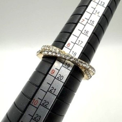 Rhinestone Band Ring Elegant Double Row Size 8.5