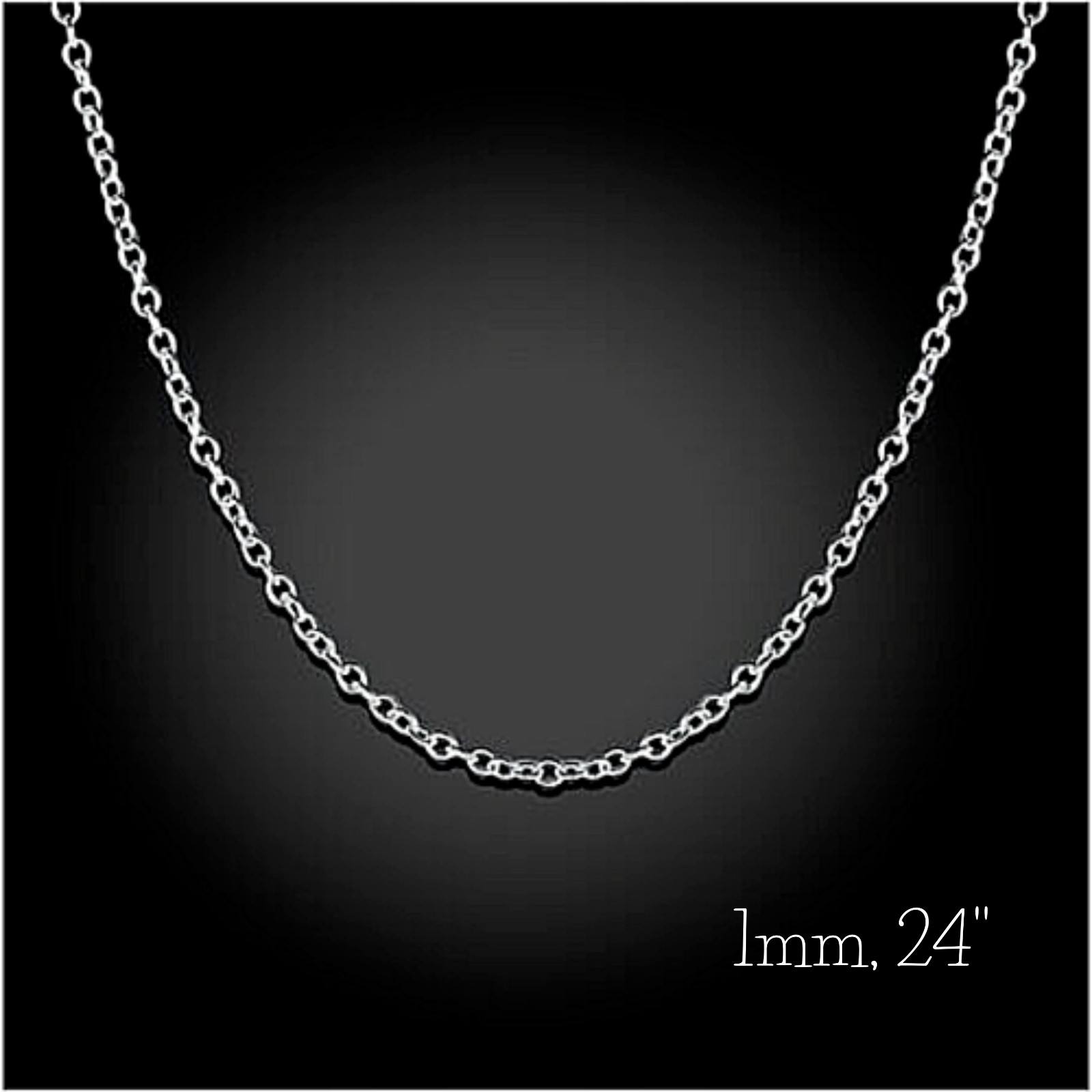 Italian 1mm Fine Link 24 Inch Chain Necklace Sterling Silver