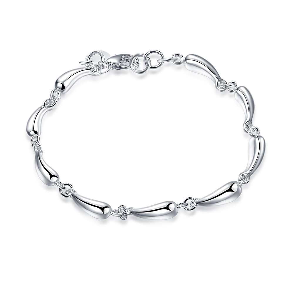 925 Sterling Silver Temperament Fashion Charm Jewelry Water Drop Bracelet Chain