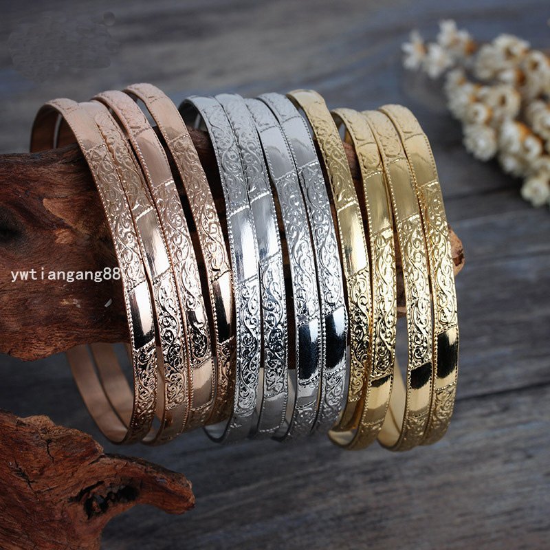 Women’s 12pc Tri-Color Gold Silver Rose Gold Stainless Steel Bracelet Bangle Set