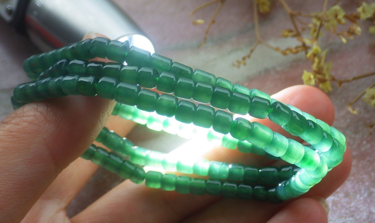 1 Pcs Icy Green 100% A JADE Jadeite Bead Beads Bangle Bracelet 6 inches 734712