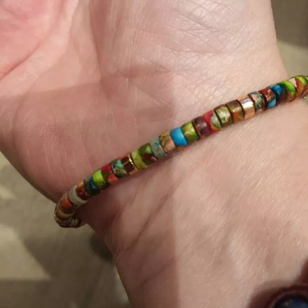 Colorful Sea Sediment 4mm Beads Handmade Braided Chakra Reiki Bracelet for Women