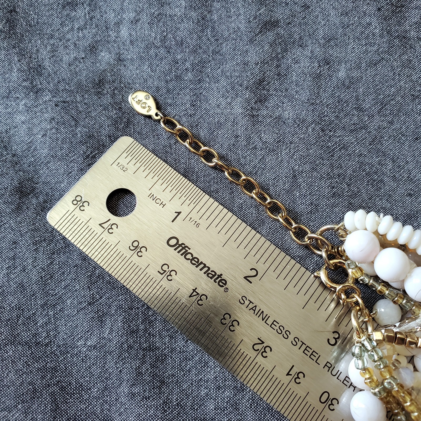 LOFT White and Gray Multistrand Necklace, 18 inch statement necklace