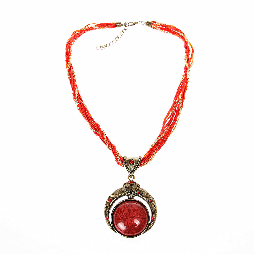 Women Lady Retro Vintage Bohemian Necklace Rope Chain Rhinestone Pendent Jewelry