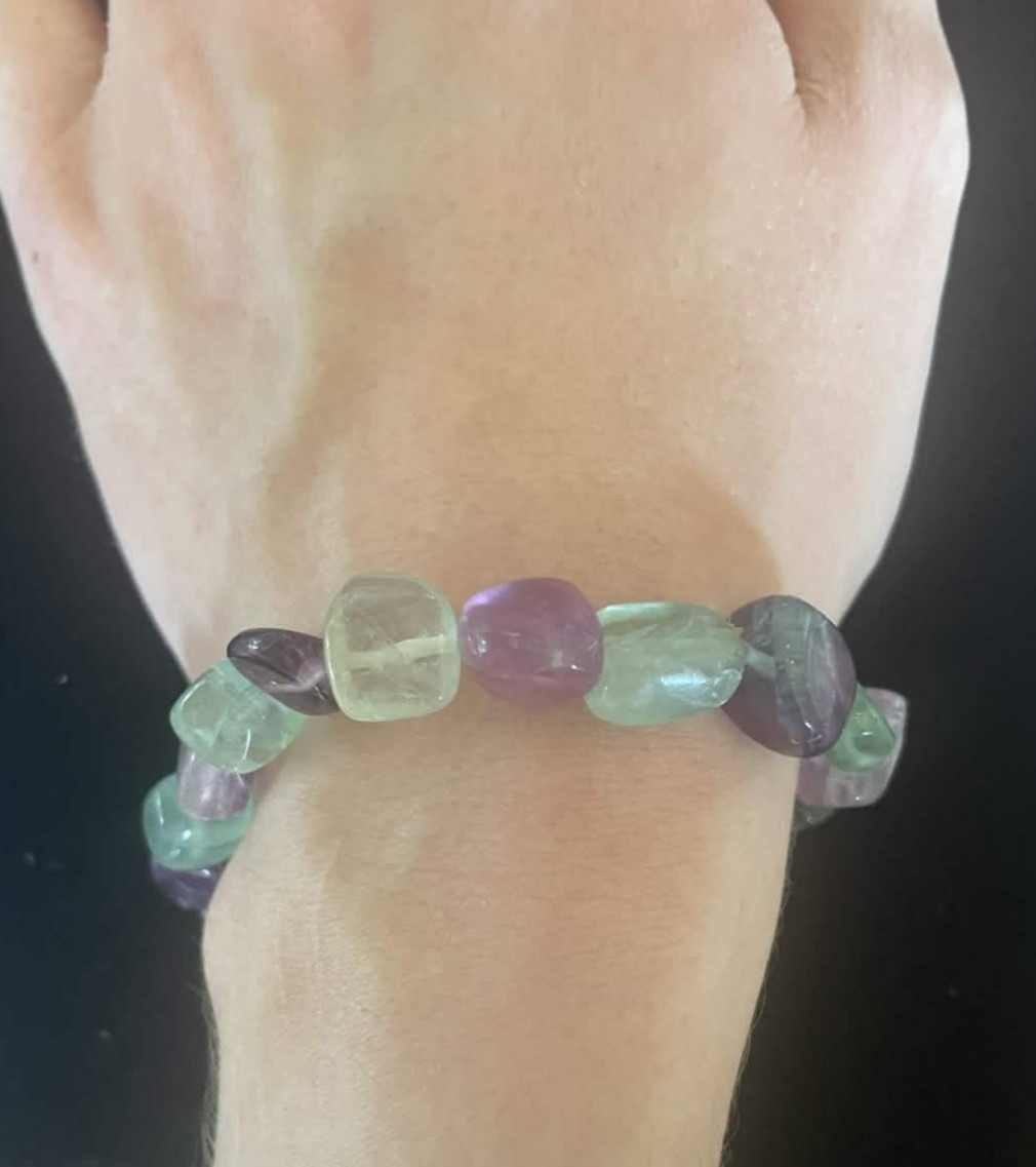 Green + Purple Multicolor Beaded Jewelry Set – Necklace + Bracelet. Gift Box
