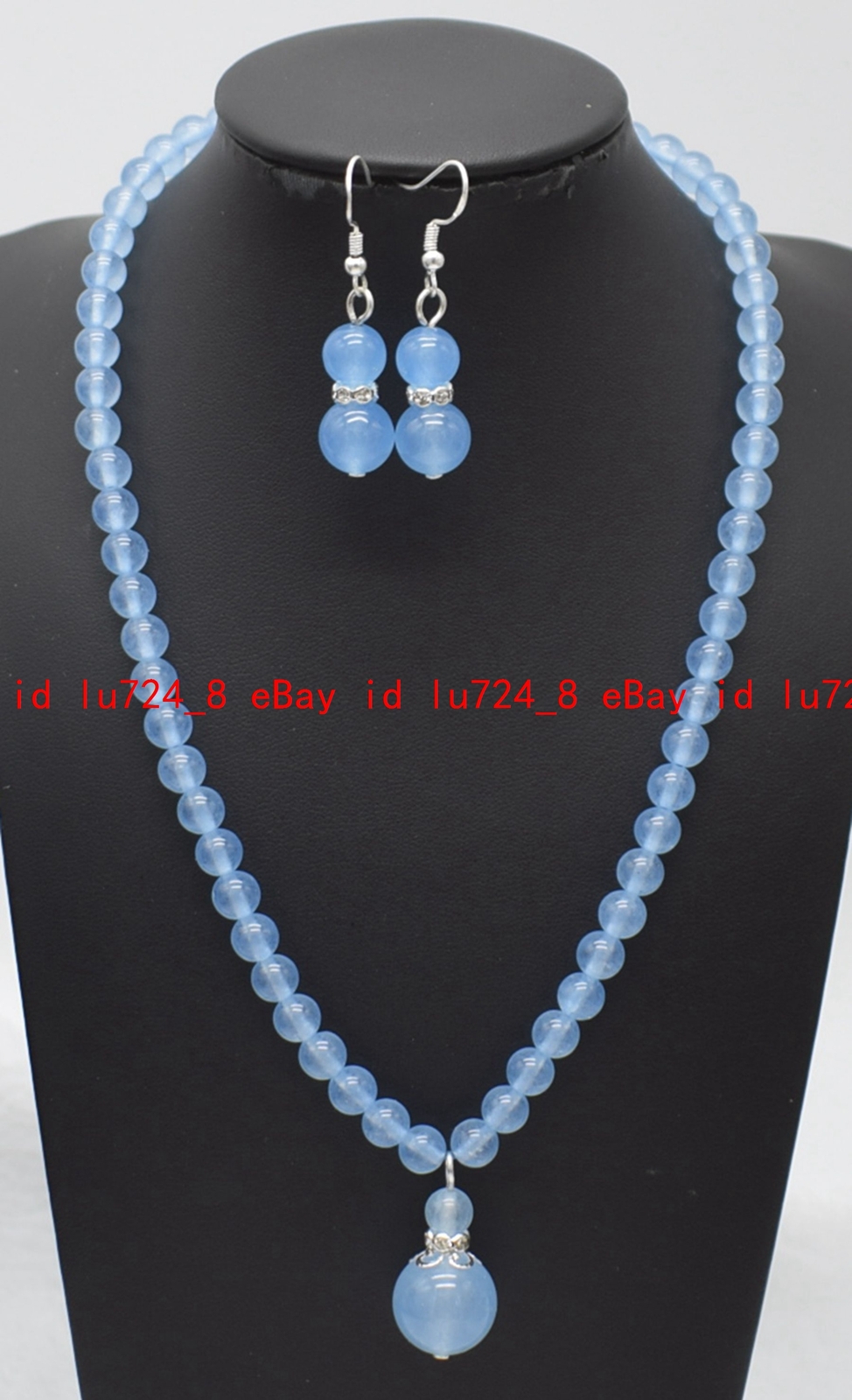 Fashion 6mm Natural Multicolor Gems Round Beads Pendant Necklace Earrings Set