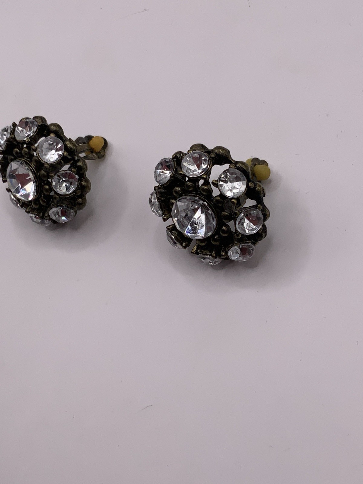 Antique Paste Rhinestone Flower Cluster Stud Earrings Screw Back🥰