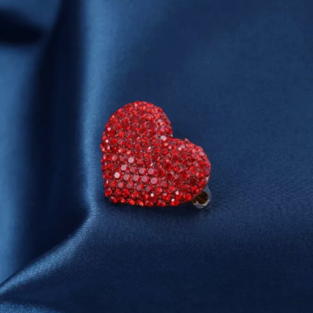 Classic Red Love Rhinestone Brooch For Women Gift Pin Jewelry Accessories USA