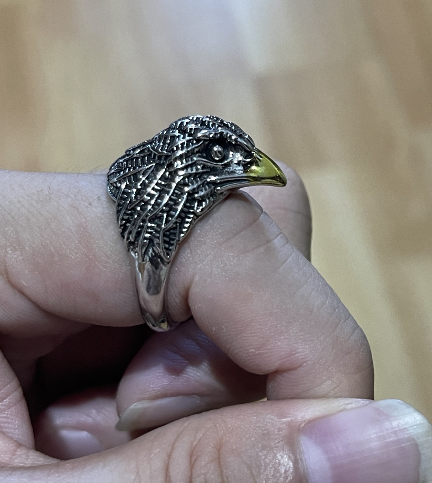 Vintage Eagle Head Adjustable Ring, 925 Silver Jewelry Gift for Men & Women