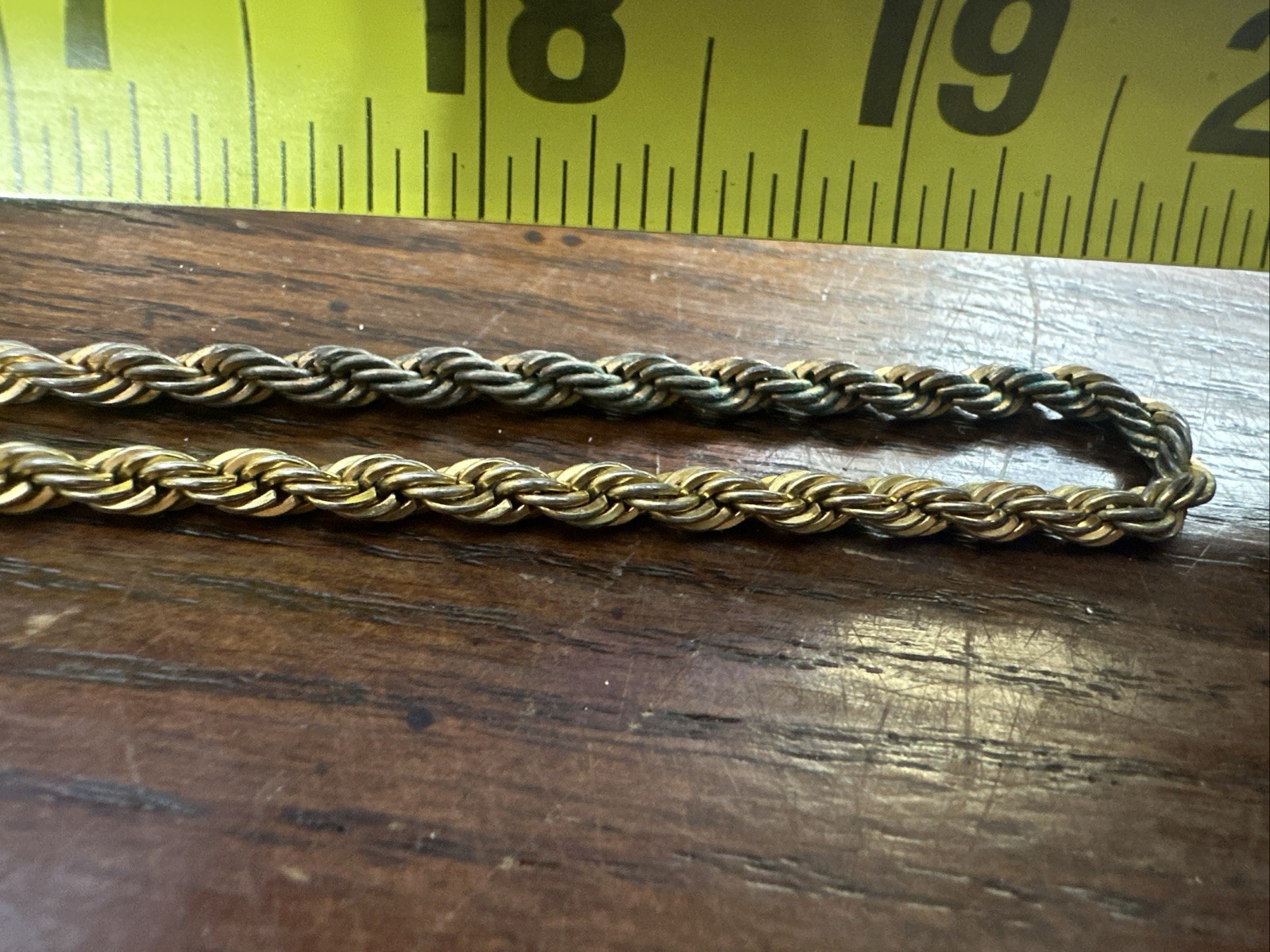 20 Inch Gold plated Rope Chain Necklace No Makers Mark Or Clasp (1)