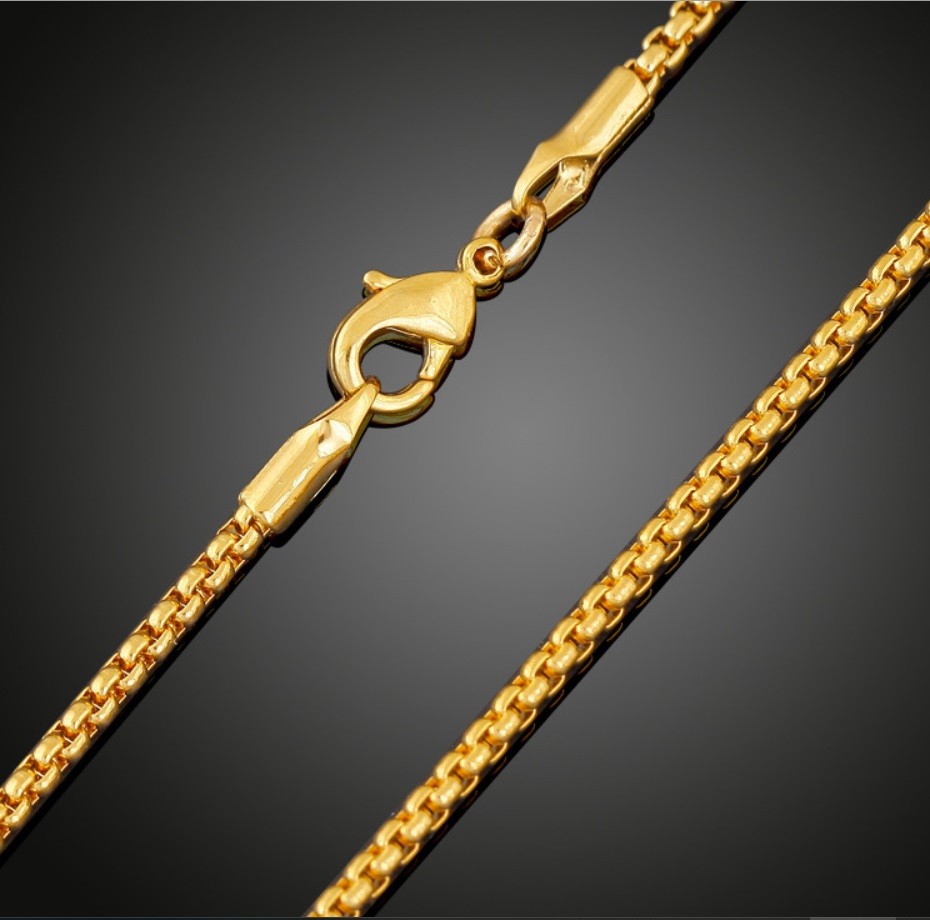 Round Box Chain Necklace/18K YELLOW Gold Filled/Tarnish-Free/Lead-Free/4mm thick