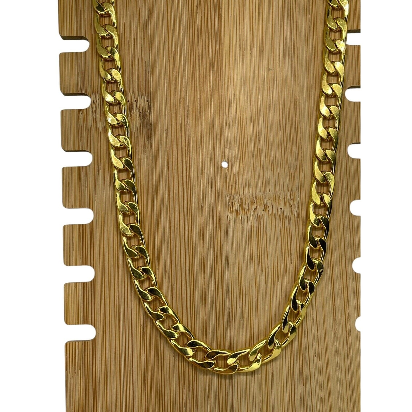 Gold Plated Cuban Chain Necklace Mens 24” (8mm) Bling Flashy Everyday Wear Thick