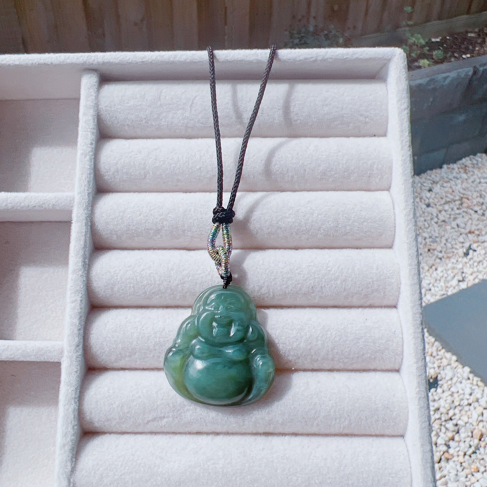 Good Quality 100% Natural Real Hetian Green Jade Buddha Pendant Necklace