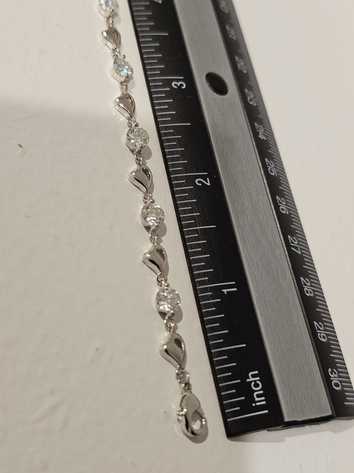 3.5 Carat Moissanite Hearts Bracelet 14k White Gold Plated 7-8 Inch Adjustable