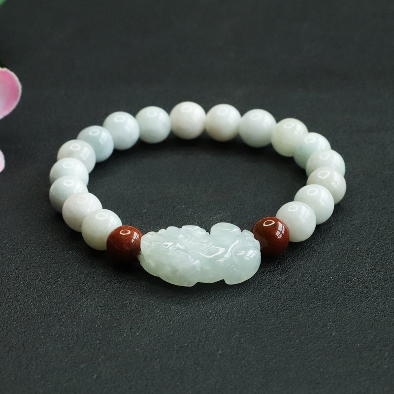 Real Grade A Natural Green Jade Jadeite Women Lucky Pixiu Beads Bracelet