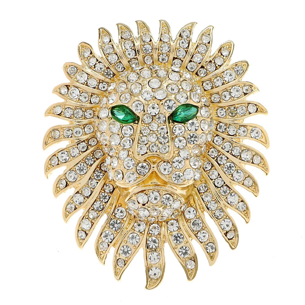 Women Men Rhinestone Lion Brooch, Unisex Clothing Accessories Pins Jewelry