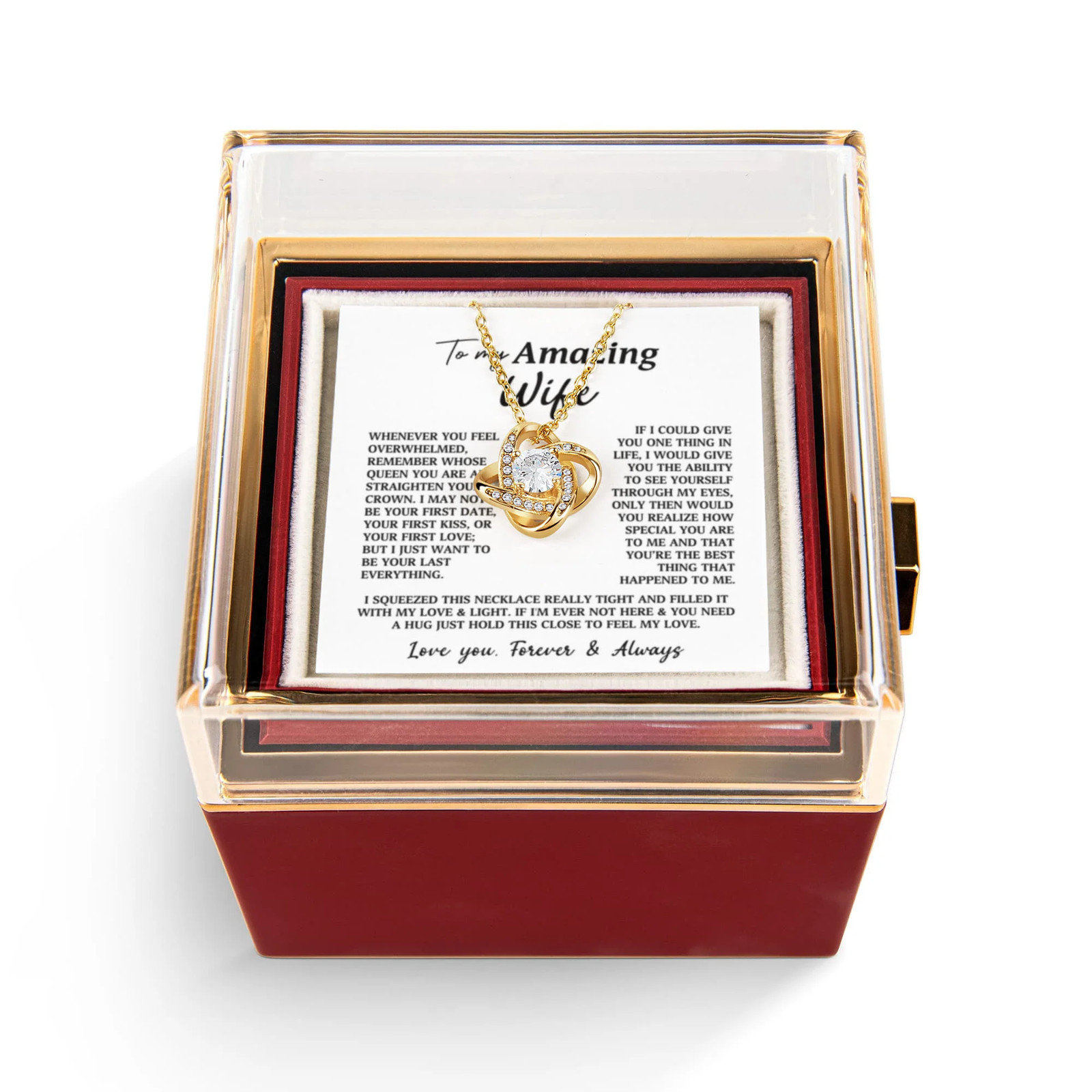To My Amazing Wife Rotating Rose & Necklace Gift Set