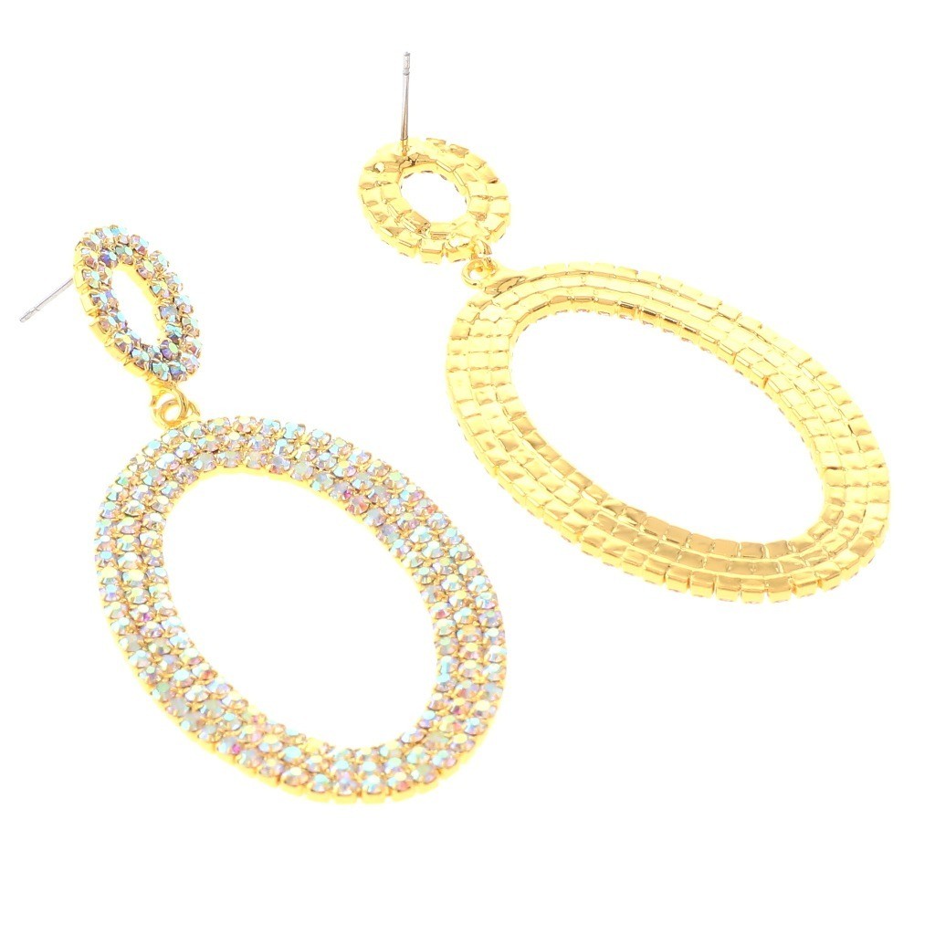 Gold Tone Metal Post Earrings with Rhinestone ESE6645-GAB