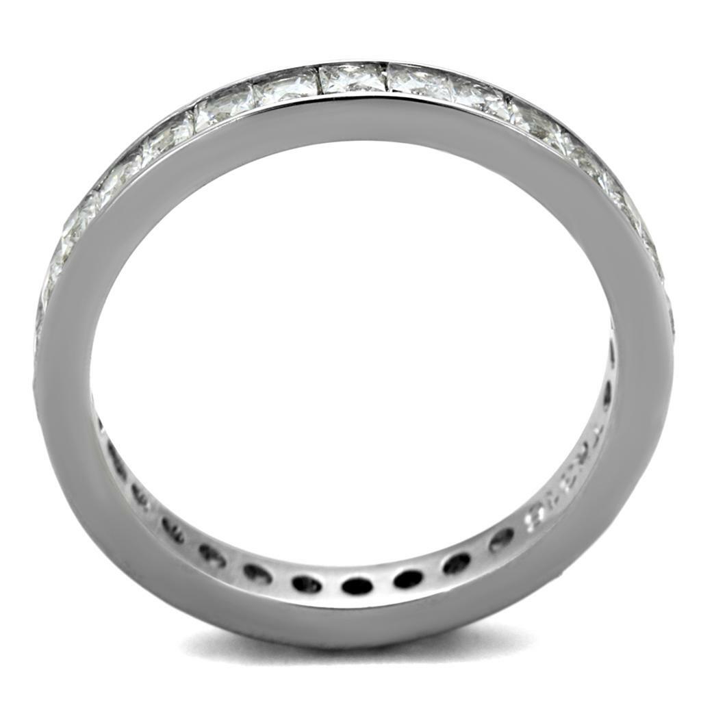 TK2344 – High polished (no plating) Stainless Steel Ring with AAA Grade CZ in