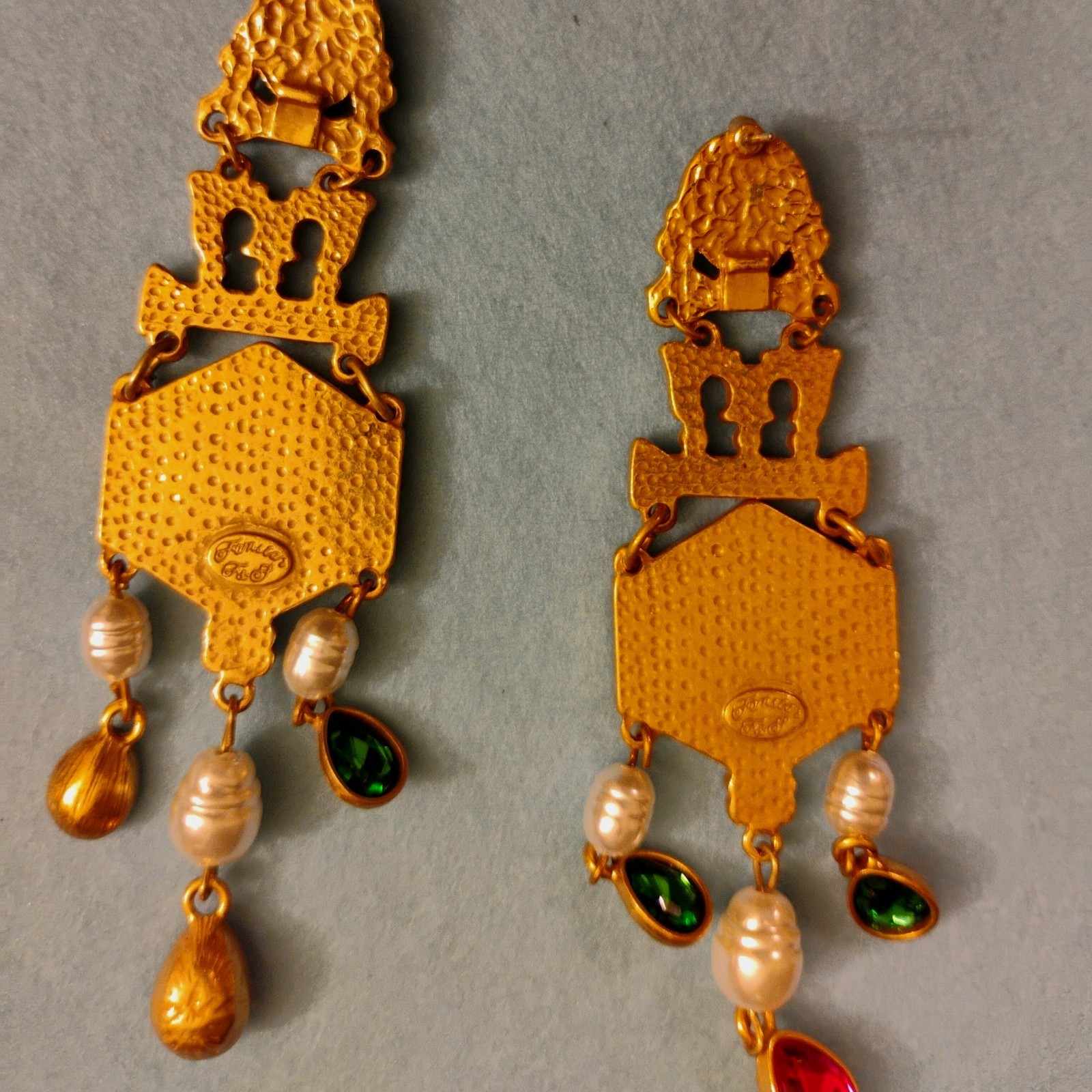 Vintage Virgin Mary Statement Earrings 3 inches long. Very Good Condition