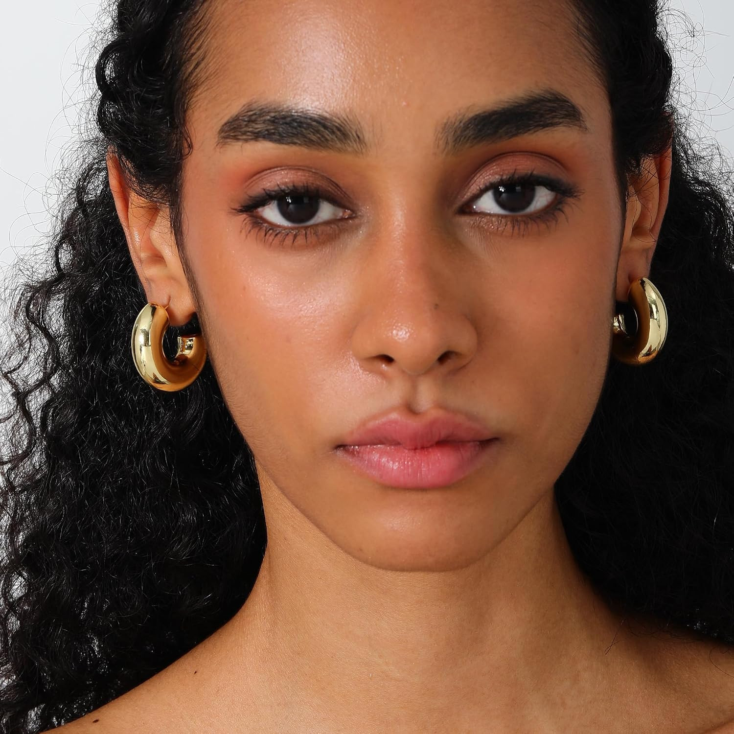 Chunky Gold Earrings for Women Trendy 14K Thick Gold Hoop Earrings Hypoallergeni