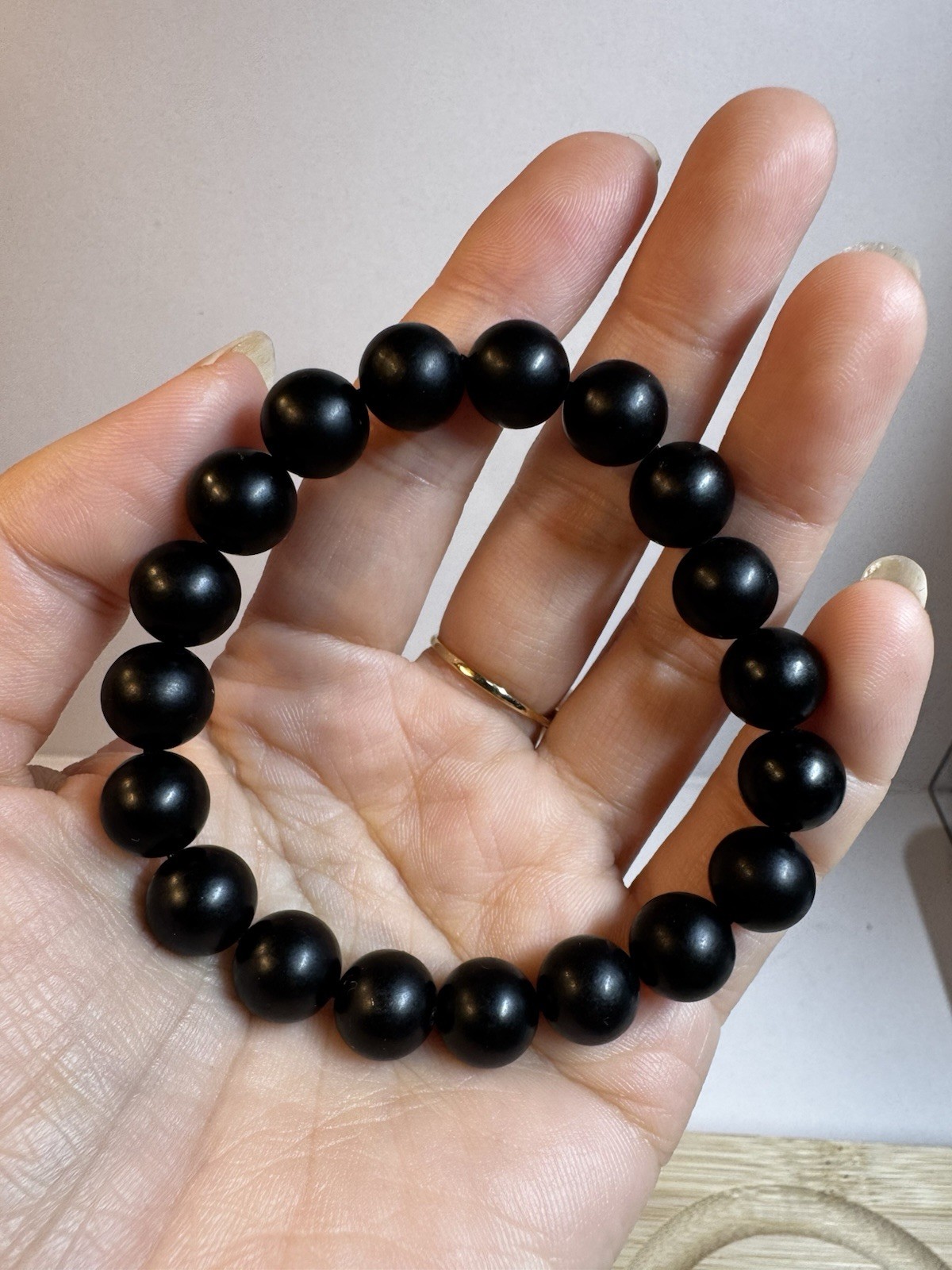 10mm Hetian black Jade Round beads Bracelet New in box free shipping