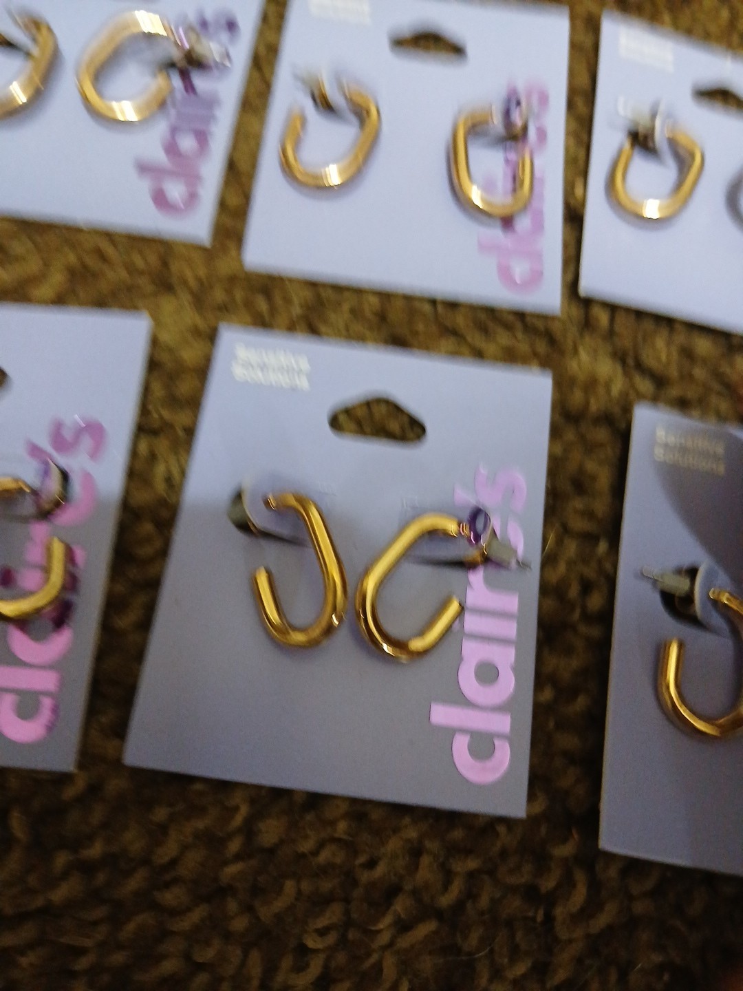Bulk Lot Of (8)Pair Claire’s Gold Plated J-Hoop Earrings MSRP/Lot $48!