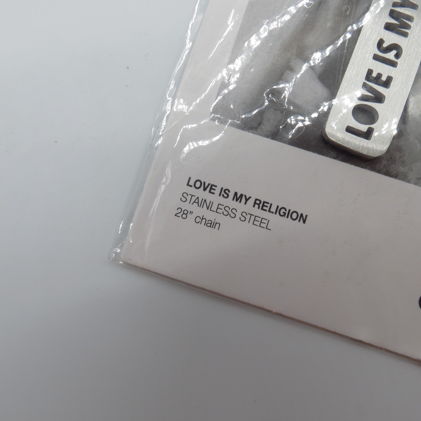 Love is My Religion Bar Pendant Necklace Silver Tone Everyday Jewel 28″