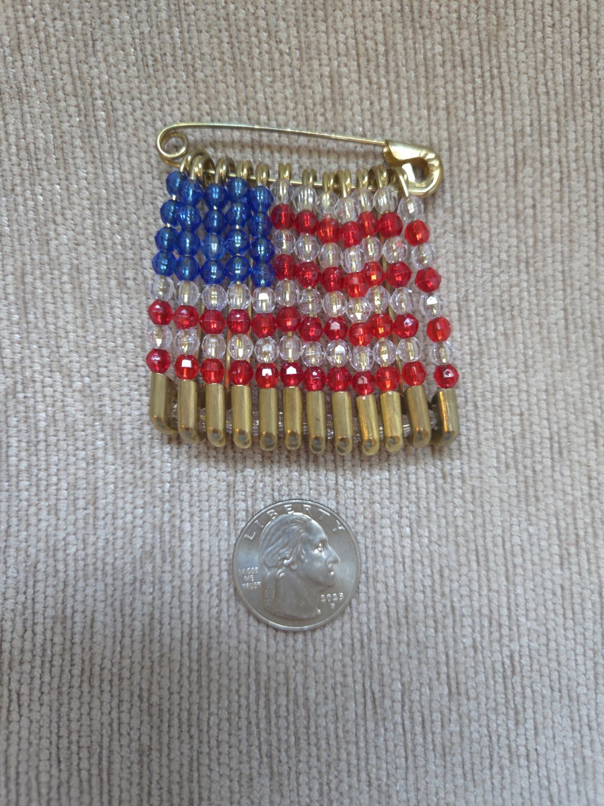 Lot of 3 Vintage Patriotic American Flag Pins Brooch Rhinestone Carol Dauplaise