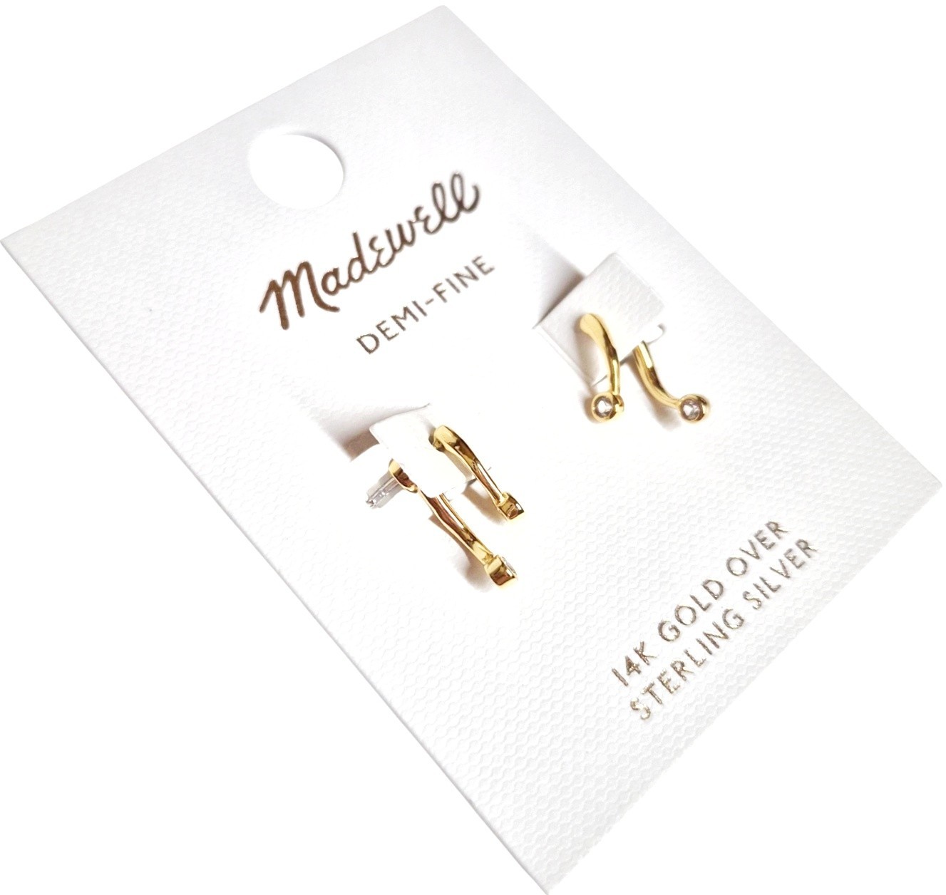 Madewell Demi Fine Crystal Twisted Front Back Earrings White Sapphire NY800 New