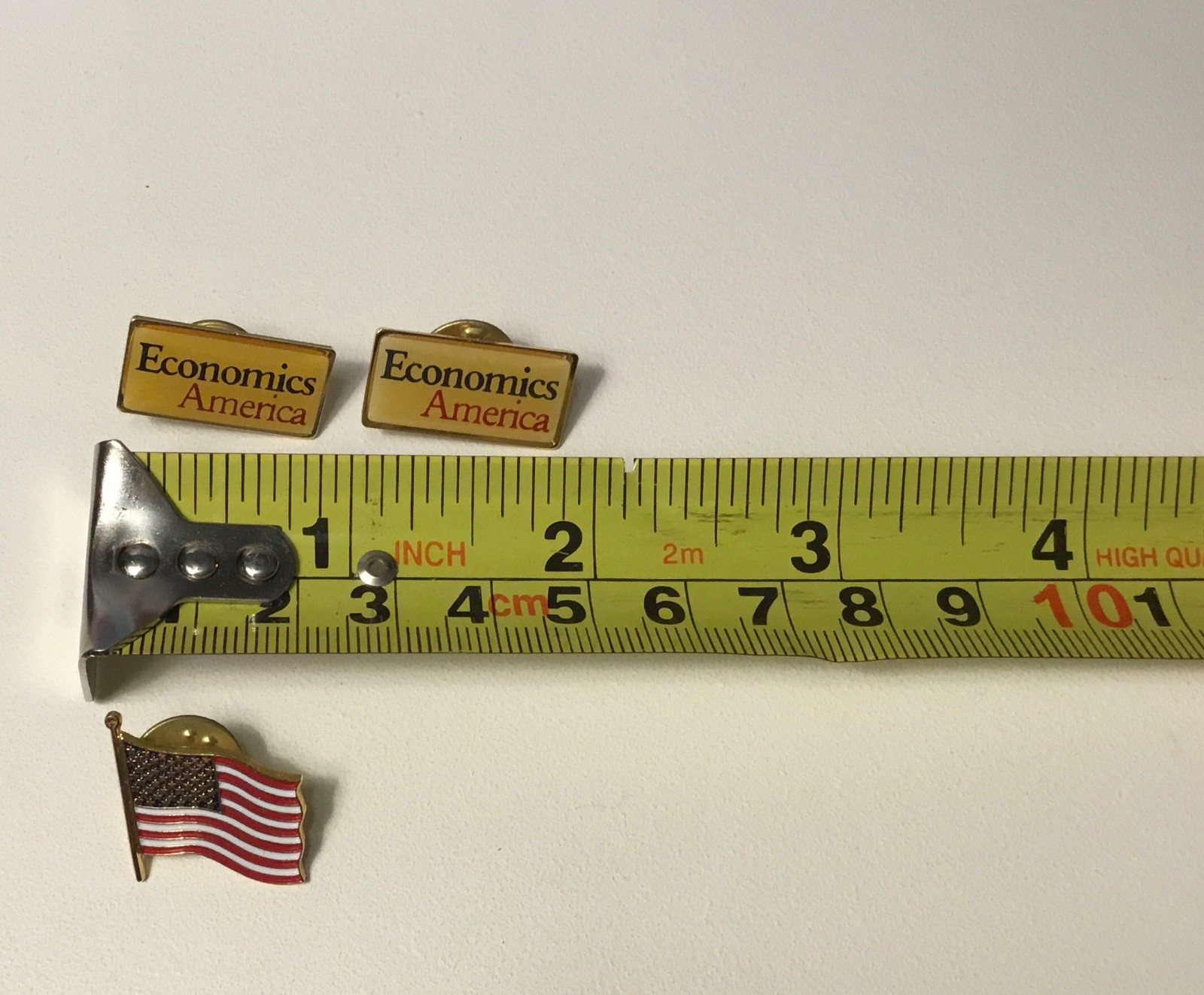 Lot Of 3 USA Lapel Pins Hat Pins 1 American Flag & 2 Economics America