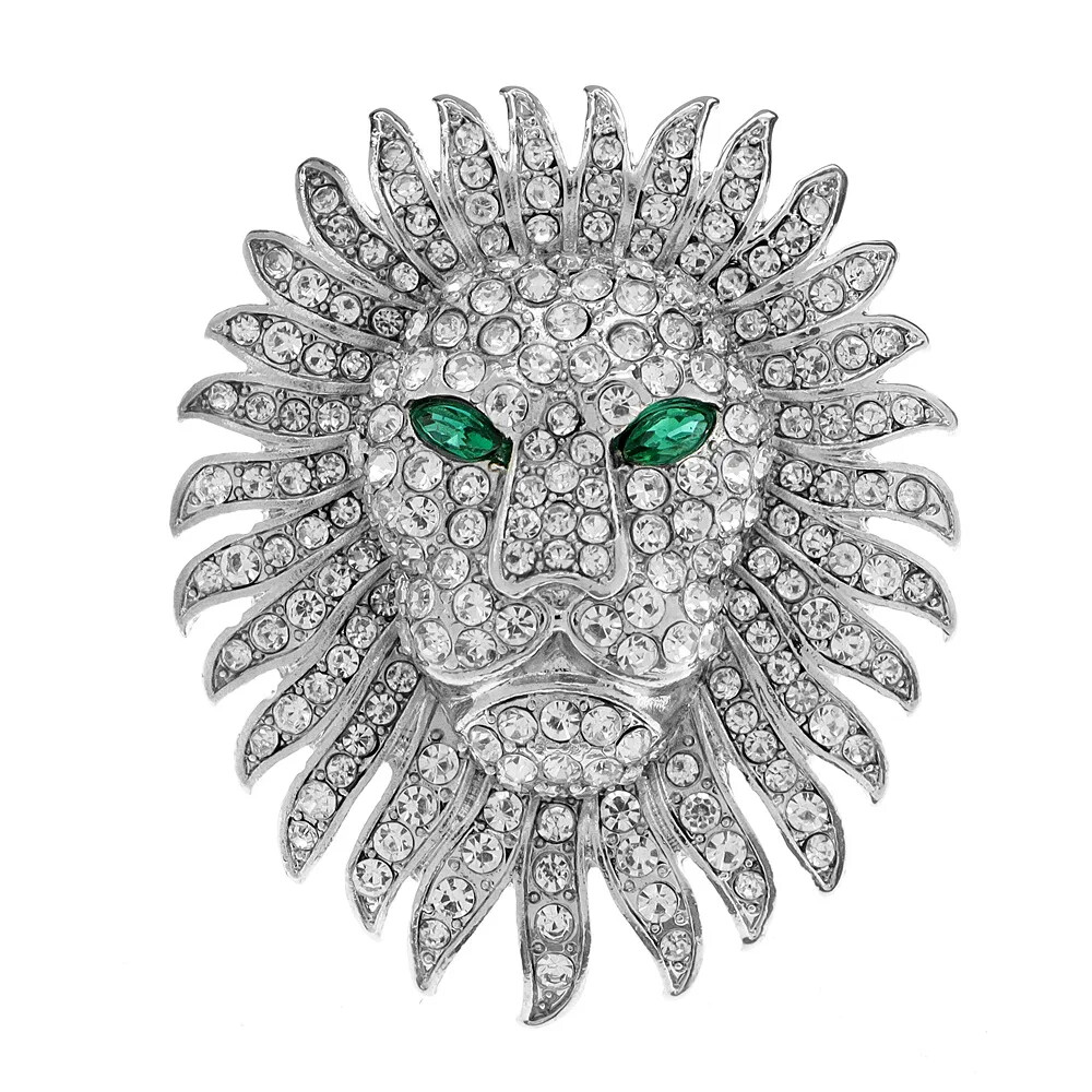 Women Men Rhinestone Lion Brooch, Unisex Clothing Accessories Pins Jewelry