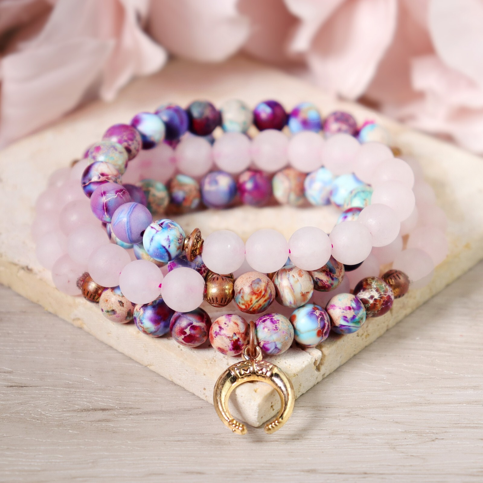 108 Mala Beads Gemstone Prayer Meditation Handmade Healing Bracelet Necklace