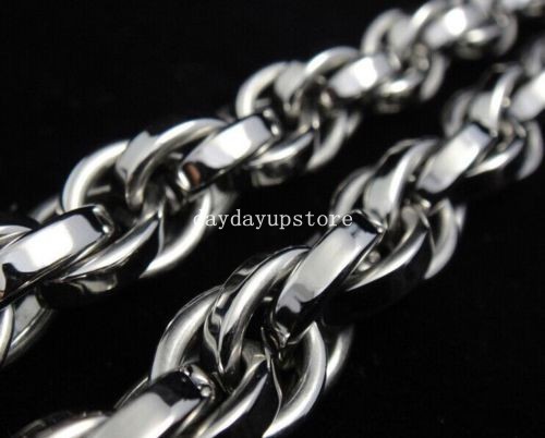 Fashion 7-40″ Stainless Steel Heavy Men’s Jewelry Silver 8mm Rope Chain Necklace