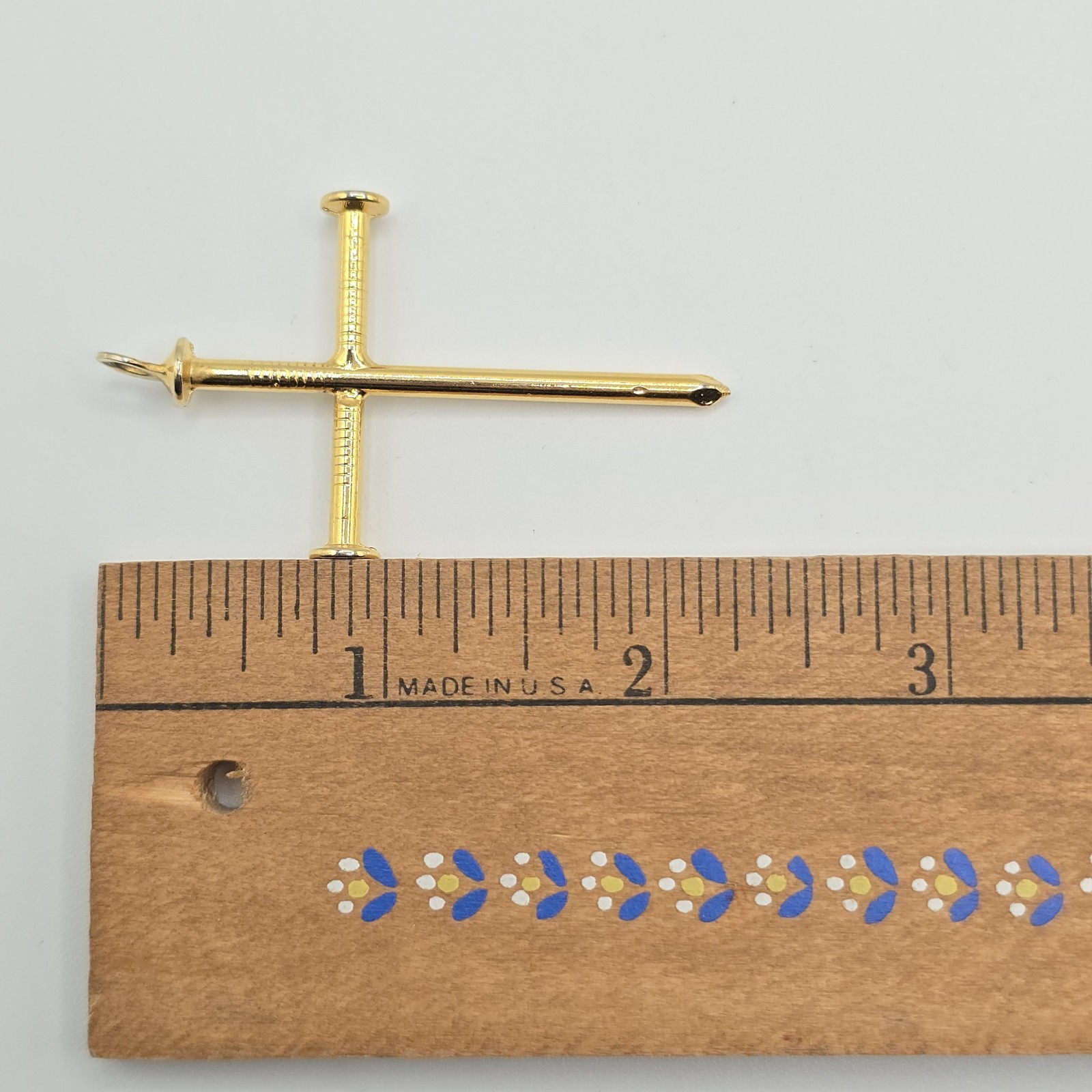 Three Nail Cross Gold Tone Pendant Christian Religious Jewelry 2.25″