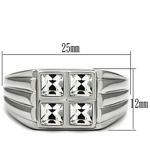 TK488 – High polished (no plating) Stainless Steel Ring with Top Grade Crystal