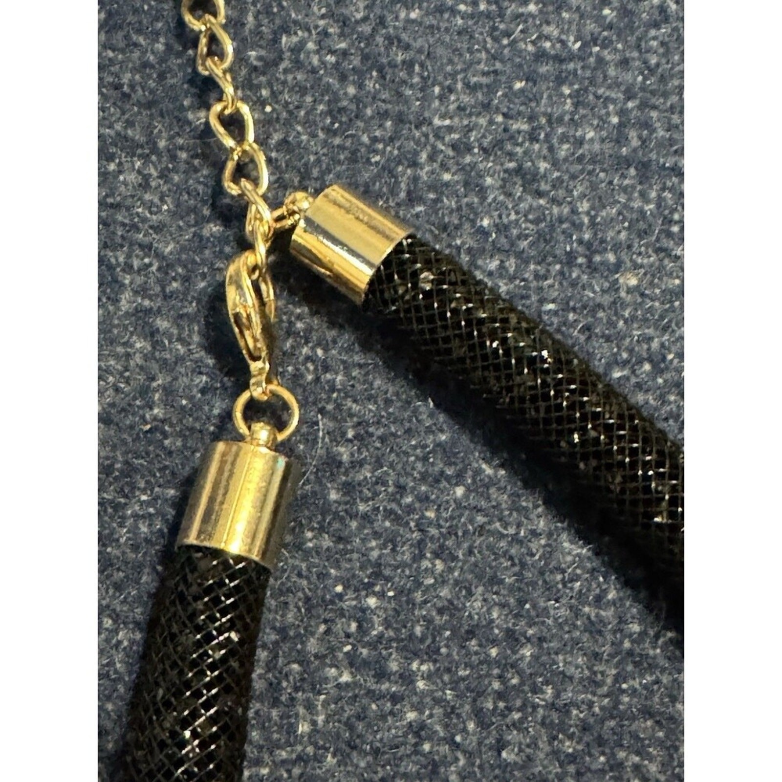Aldo Black Mesh Sparkle Cord with Gold-Tone Bar 18in 2.5 Extender