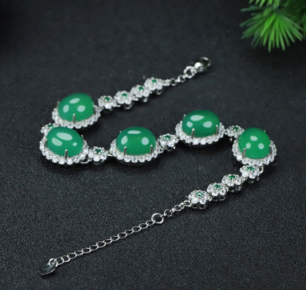 Girl Grandma Mothers Lady Women Green Jade Beads Bracelet Jewelry Gift Box DD297