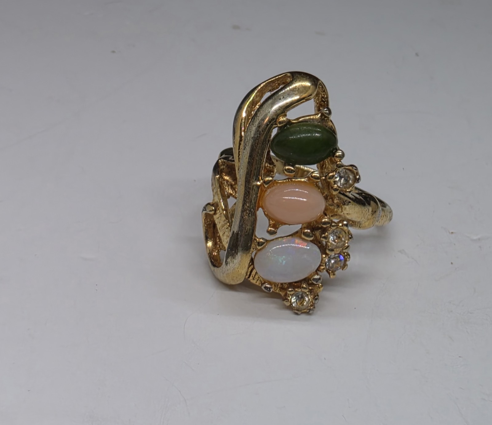 Vintage Ana BeKoach Cocktail Ring Multi Colored Cabochons 14K Gold Fill Size 6.5