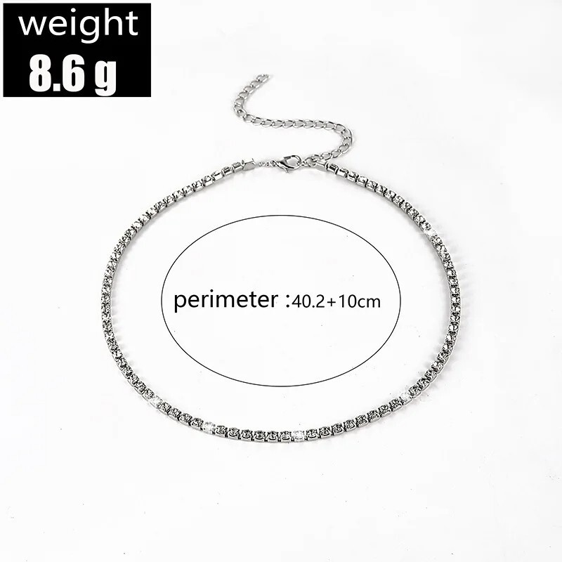 Silver Plated Diamante 40cm Tennis Choker Necklace in Gift Bag