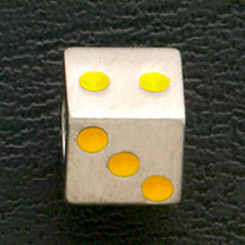 New Stainless Steel Loose Beads Dice Yellow Enamel Fit European Charm Bracelets