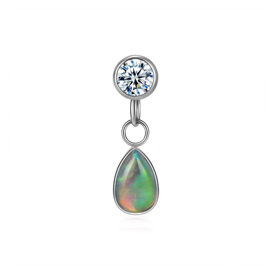 G23 Titanium Internally Threaded Opal Ear Stud Cartilage Helix Tragus Piercing