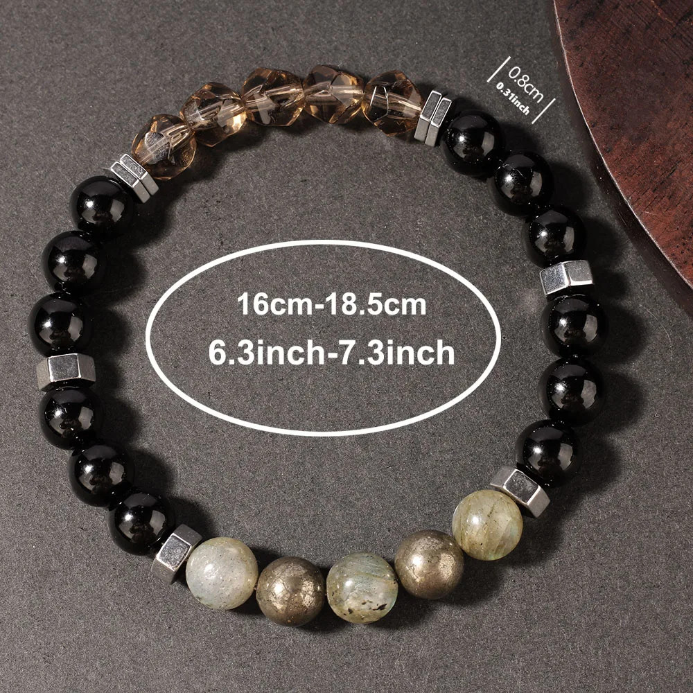 Iron ore ironstone Gray Moonstone bracelet women men unisex natural stone beads